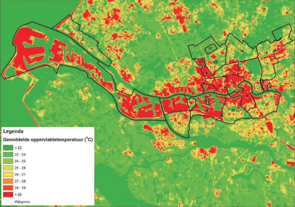 Hittekaart Rotterdam, inclusief Maasvlakte